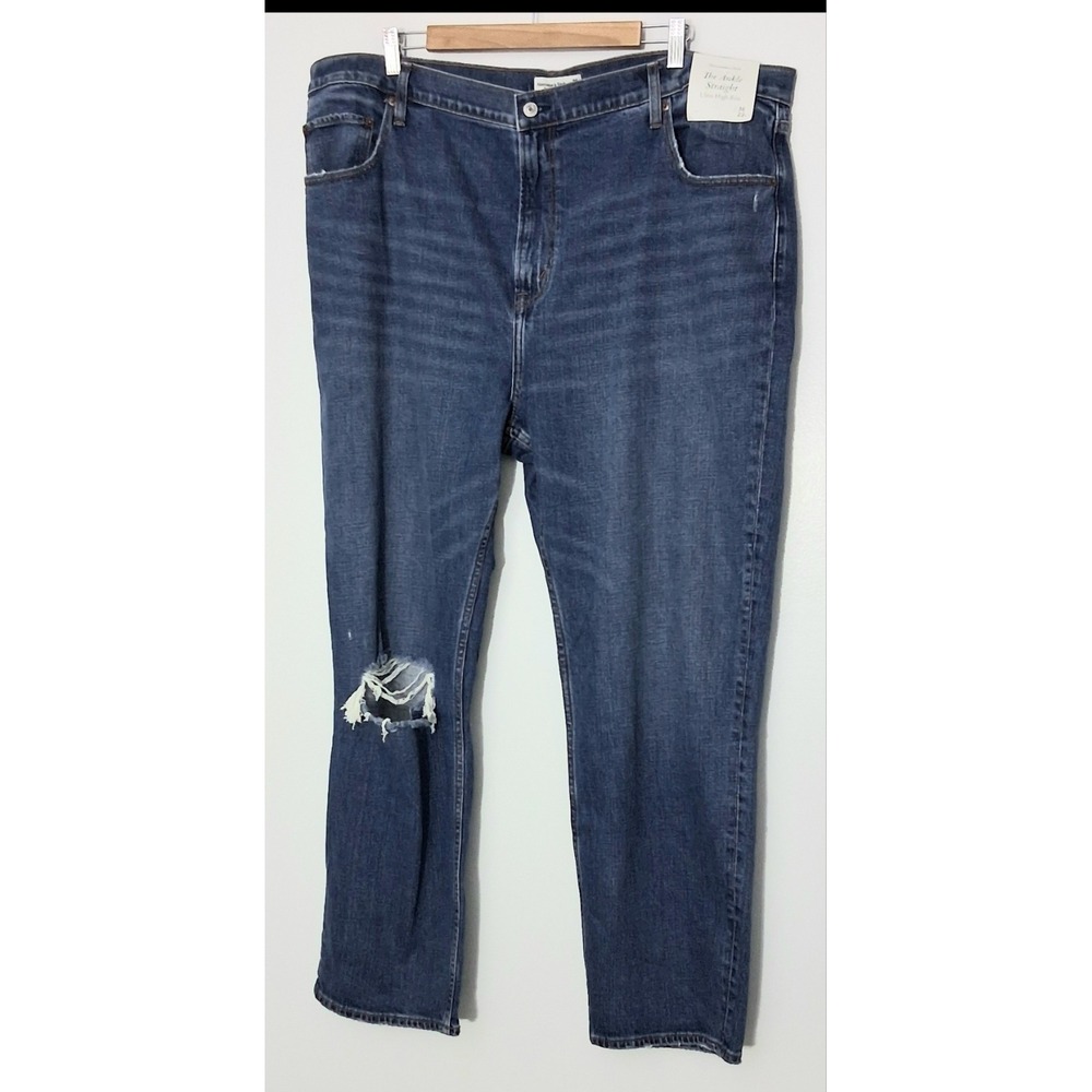 Abercrombie & Fitch Jeans Womens Size 22 Long Ankle Straight Ultra High Rise NEW